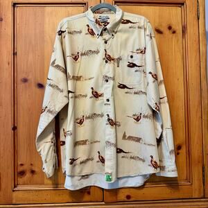 Men's Columbia River Lodge Pheasant Long Sleeve Button Down Shirt Size L EUC